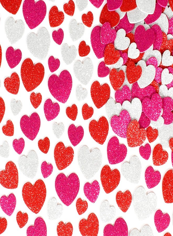 Ready 2 Learn Glitter Foam Stickers - Red, Pink, Silver Hearts - Pack of 168 - Self-Adhesive Stickers for Kids - Stickers for Scrapbooks and Crafts - Image 1